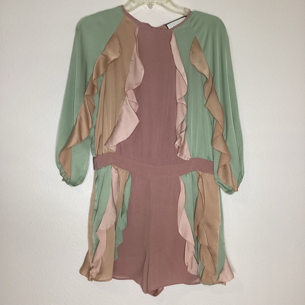 Alexis Winona Ruffled Romper Pink Green Peach Sm